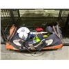 Image 1 : BOOMBAH DUFFLE BAG WITH ASSORTED SPORTS RELATED PRODUCTS: TENNIS BALLS, SOCCER BALL, SPEEDO WATER