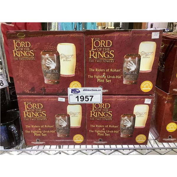 4 NEW LORD OF THE RINGS THE TWO TOWERS THE RIDERS OF ROHAN & THE FIGHTING URUK-HAI PINT SET