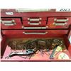 Image 2 : ROLLING TOOLBOX WITH ASSORTED CONTENTS INCLUDING; VOLTAGE TESTER, RATCHET BITS, HAND TOOLS & MORE