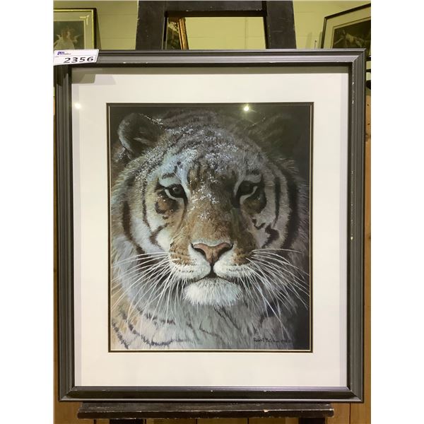 LARGE FRAMED ROBERT BATEMAN PRINT TIGER AT DUSK APPROX 28 X 32 large-framed-robert-bateman-print-tiger-at-dusk-approx-28-x-32