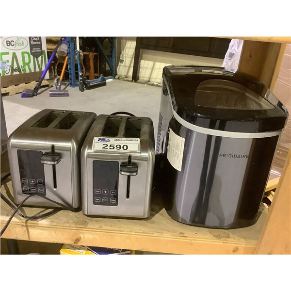 FRIGIDAIRE ICE MAKER AND 2 KALORIK TOASTERS