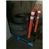 Image 2 : PALLET OF 3 ASSORTED TIRES & 2 SAFETY CONES