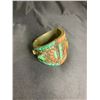 Image 2 : SINO-TIBETAN RED CORAL AND TURQUOISE INLAID COPPER BANGLE