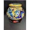 Image 1 : CHINESE CLOISONNE GINGER JAR ON MAHOGANY STAND 8" TALL