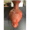 Image 2 : MASSIVE CINNABAR LACQUERED CARVED BRANCHY VASE APPROX 22" TALL