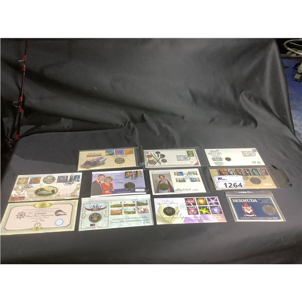 ASSORTED FIRST DAY COVERS AND OTHER COLLECTIBLE CARDS WITH COLLECTIBLE COINS