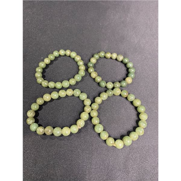 4 JADE BEAD BRACELETS