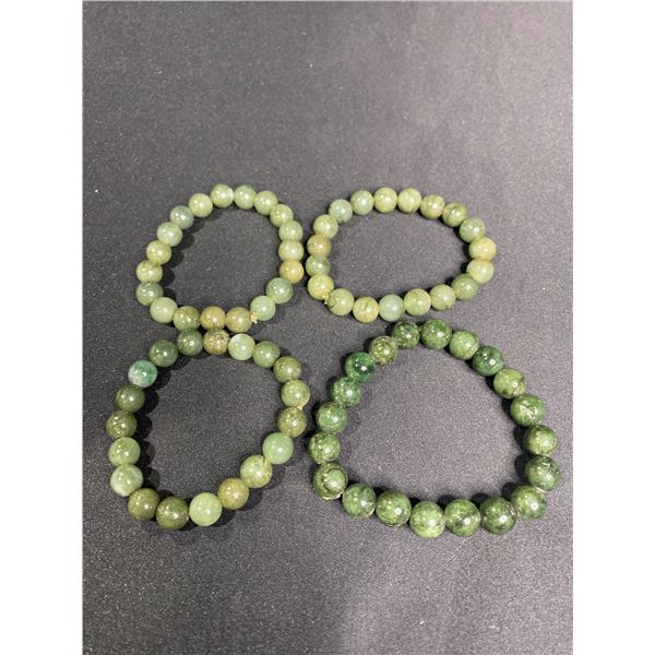 4 JADE BEAD BRACELETS