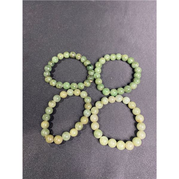 4 JADE BEAD BRACELETS