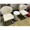 Image 1 : 2 MODERN WHITE ARMLESS WING BACK CHAIRS & SMALL COFFEE TABLE