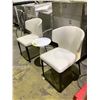 Image 2 : 2 MODERN WHITE ARMLESS WING BACK CHAIRS & SMALL COFFEE TABLE