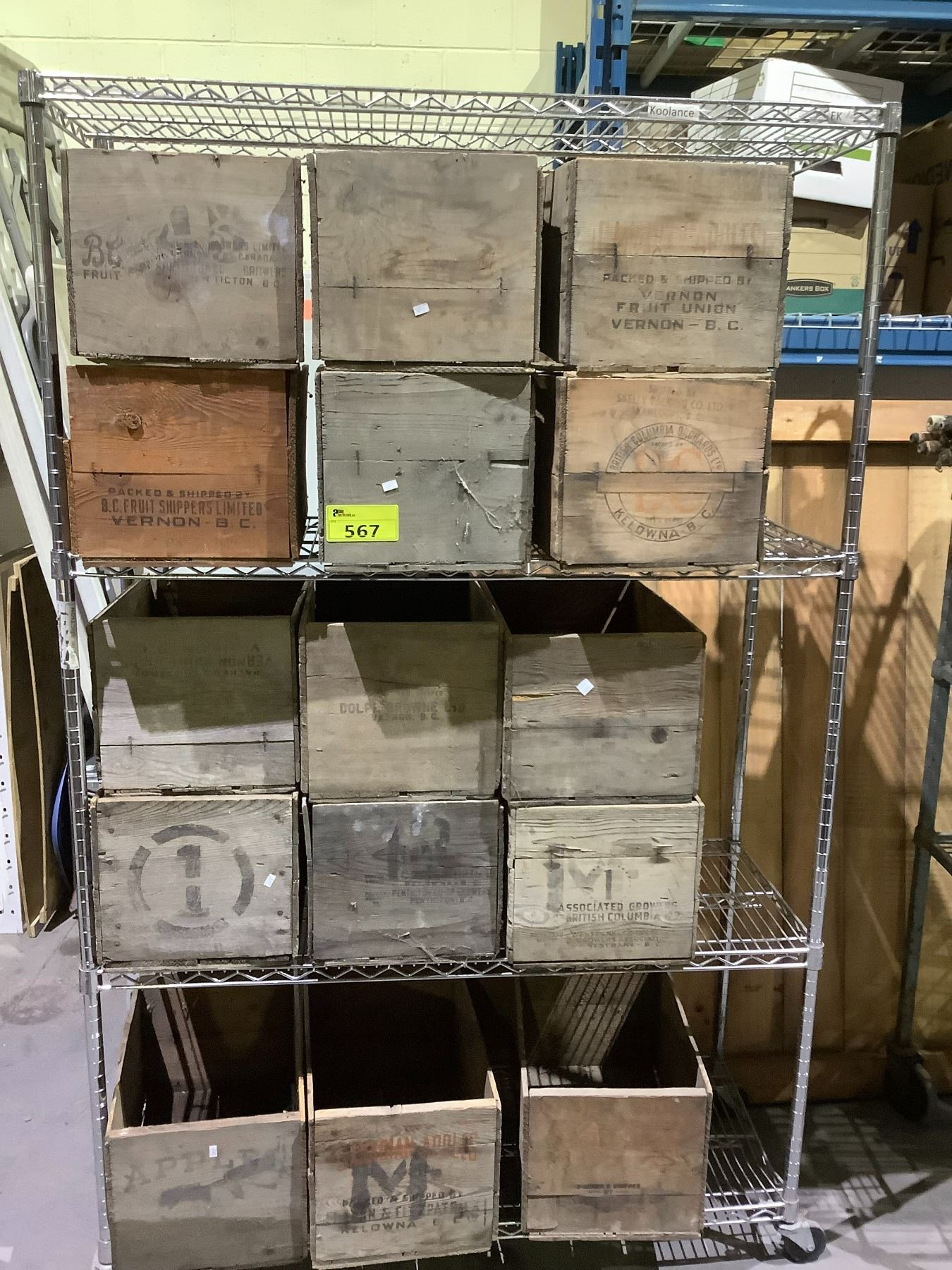 Wood Crate Rack RACK OF VINTAGE WOOD CRATES (RACK NOT INCLUDED)