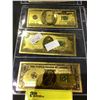Image 2 : 19 GOLD FOIL NOTES INCLUDING; DONALD TRUMP, GEORGE WASHINGTON, ABRAHAM LINCOLN & KOBE BRYANT & 3