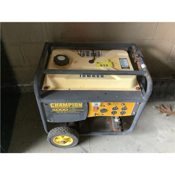 CHAMPION 4000 WATTS MOBILE GAS GENERATOR (UNKNOWN WORKING CONDITION)