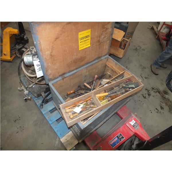 Wooden Box With Assorted Tools