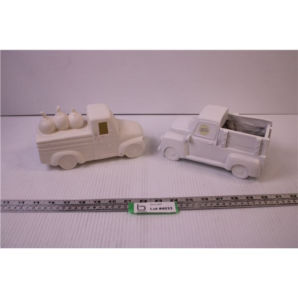 (2) Paintable Chalk Art Trucks