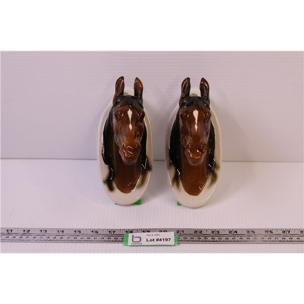 Pair of Horse Head Wall Pocket Vases (Made in Occupied Japan)