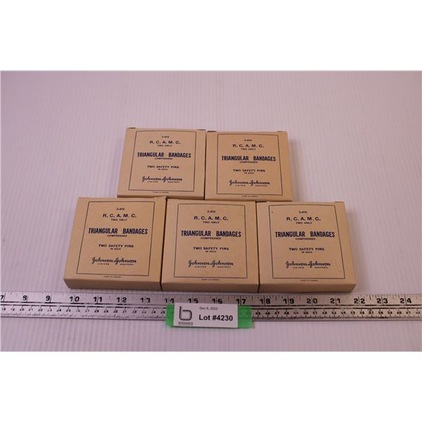 (5) Boxes of R.C.A.M.C Triangular Bandages