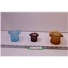Image 1 : (3) Collectible Coloured Glass Toothpick Holders