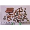 Image 1 : Baggie of Assorted Foreign Coins + (3) Rolls of High Luster Pennies