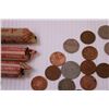 Image 7 : Baggie of Assorted Foreign Coins + (3) Rolls of High Luster Pennies
