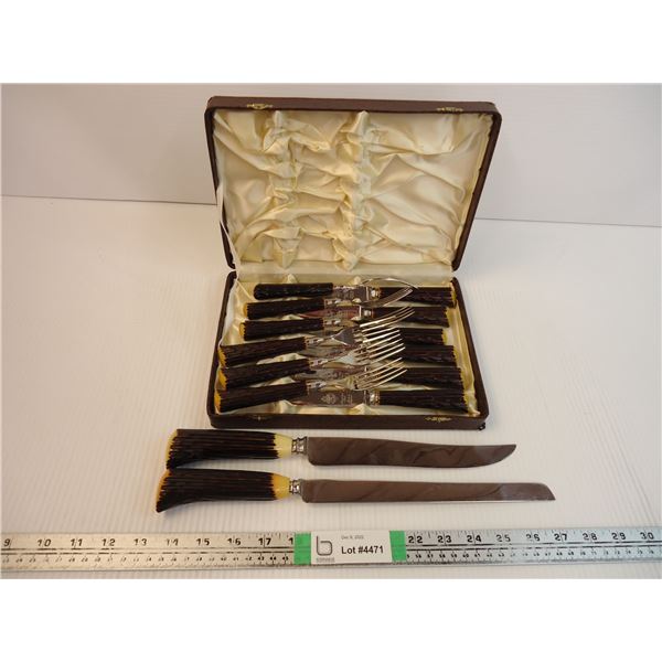 Sheffield Stainless Steel Fork and Knife Set (6) and 2 Knives