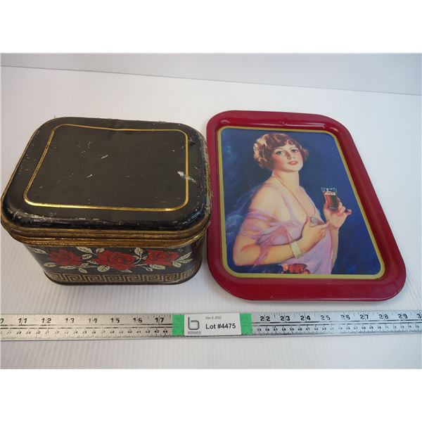Coca Cola tray and tin