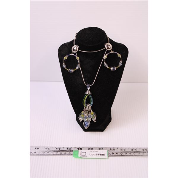 Glass Bead Necklace and Earring Set (Made in Italy)