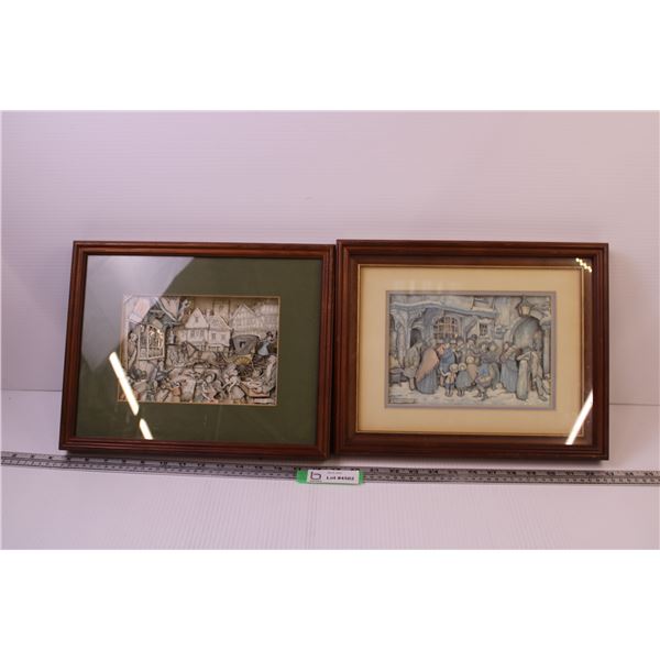 (2) Framed “3D” Anton Pieck Prints