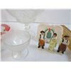Image 3 : Glass Dish - Plastic Wallets - Vintage Crib Board (damaged) - Assorted Items