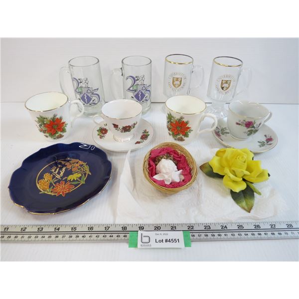 Ceramic Yellow Rose by Andrea - Tea Cups - Glasses - Cherub in Basket