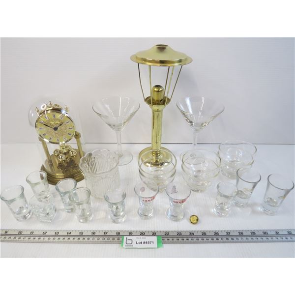 Glass Dome Clock - Candle Holder - Assorted Glassware