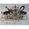 Image 2 : (2) Metal Trays - Tea Pot - Cream & Sugar Containers