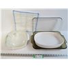 Image 1 : (2) Glass Cake Pans - Corning Ware Dish - Corning Ware Casserole Dish with Lid