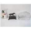 Image 2 : (2) Flasks - Horse Pencil Sharpener - Glass Dolphin Decor - Misc Items