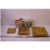 Image 1 : Set of 3 Gold Plates + (2) Boxes w/ 2 Christmas Tree Plates