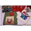 Image 2 : (9) Assorted Holiday Towels + (2) Packages of Napkins Coasters and Apron