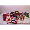 Image 1 : (11) Assorted Holiday Towels + (4) Napkins, (2) Novelty Oven Mitts, and a Tablecloth