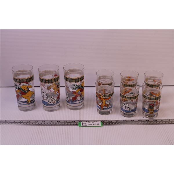 (9) Winnie the Pooh Tumblers (3 Large 6 Smaller)