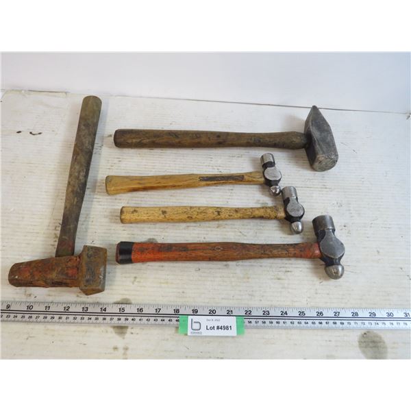 (3) Ball Peen Hammers - (2) Sledge hammers