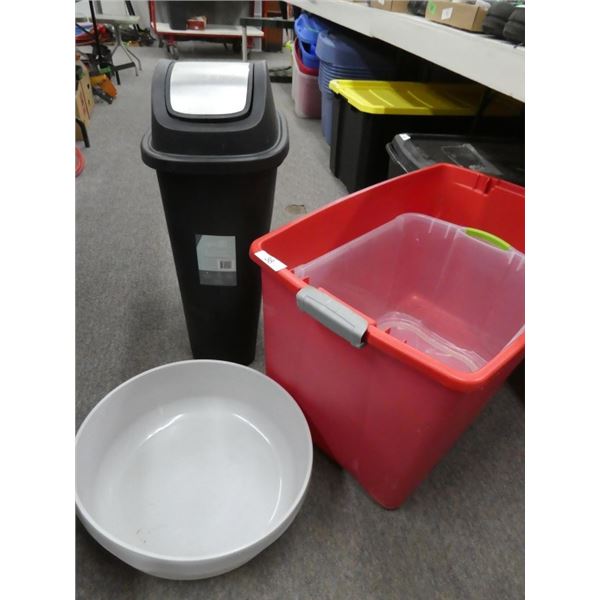 various plastic bins