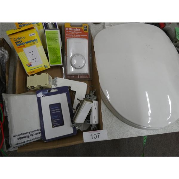 misc electrical receptacles, thermostat,