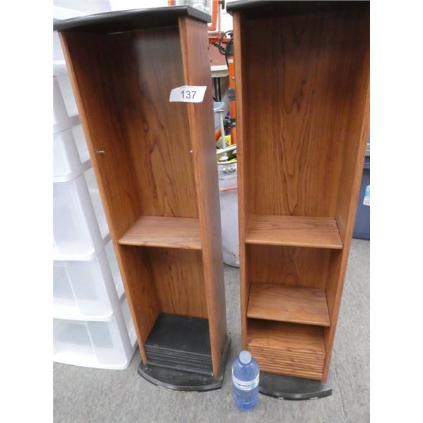 wooden shelving units