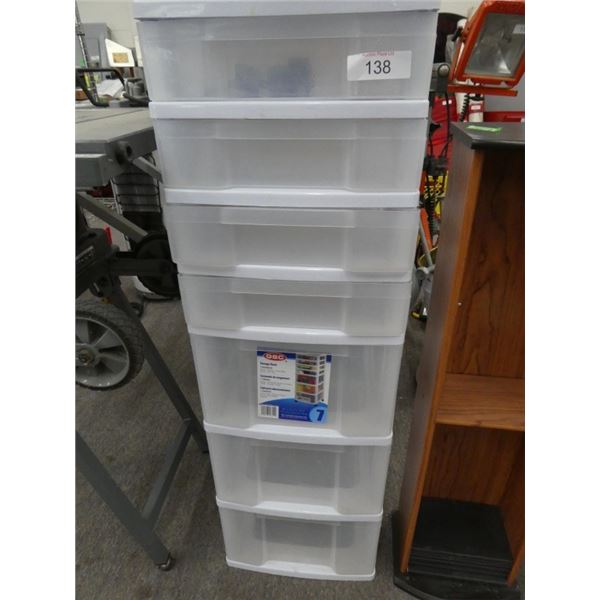 plastic storage chest w/ wheels & 7 drawers