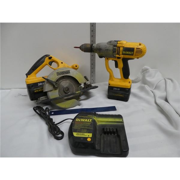 DeWalt circular saw, drill, battery charger