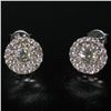 Image 7 : 14K White Gold 0.94 ctw Round Brilliant VS Diamond Double Halo Post Stud Earring