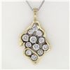 Image 4 : 14k Two Tone Gold 1.06 ctw Bezel Set Diamond Freeform Bubble 18" Pendant Necklac