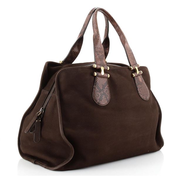 Gucci Twice Satchel Nubuck with Python