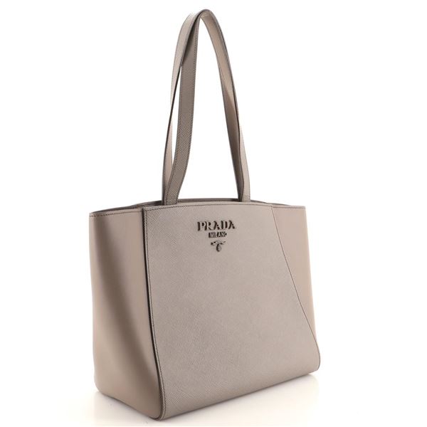 Prada Zip Shopping Tote Saffiano with City Calf