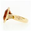 Image 6 : Estate 18K Gold Large Wide Citrine Diamond Halo Almond Eye Shaped Cocktail Ring